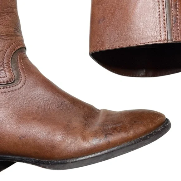 Tory Burch Brown Pebbled Leather Zip-Up Knee High Riding Boots Size 7.5 - Picture 4 of 7